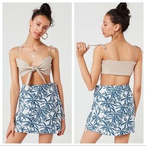 Urban Outfitters Linen Palm Tree Wrap Mini Skirt